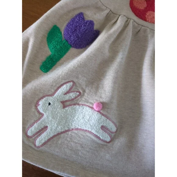 Mini Boden Girls Longs sleeve  Joan Boucle Bunny Appliqué Dress size 6/7 NEW NT - Picture 4 of 9